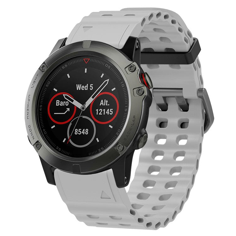 26mm Silicone Strap for Garmin Fenix 8 51mm / Enduro 3 / Instinct 2X Multiple Holes Watchband - Grey