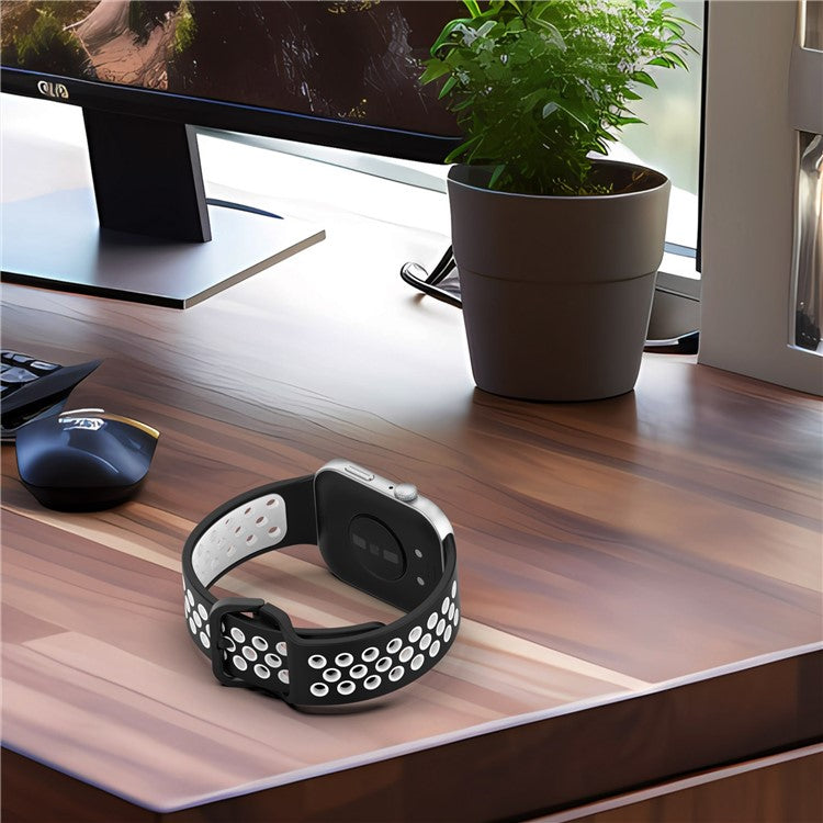 For Huawei Watch Fit 3 Silicone Watch Band Dual Color Adjustable Watch Strap - Black Grey