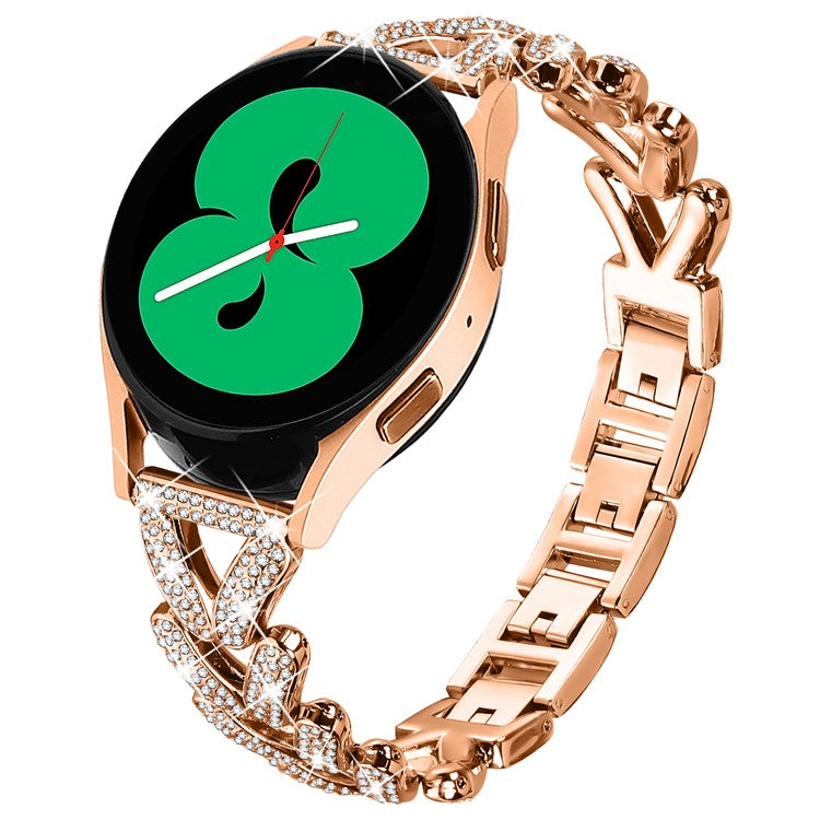 Zinc Alloy Twisted Watch Band Rhinestone Decor for Samsung Galaxy Watch 42mm Watch Strap Replacement - Rose Gold