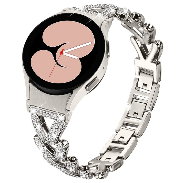 Zinc Alloy Watch Band with Quick Release Connector for Samsung Galaxy Watch4  /  Watch5 40mm  /  44mm  /  45mm Rhinestone Decor Watch Strap - Starlight