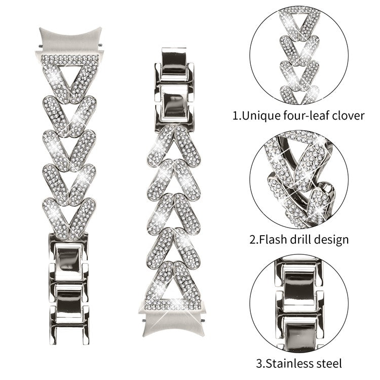 Zinc Alloy Watch Band with Quick Release Connector for Samsung Galaxy Watch4  /  Watch5 40mm  /  44mm  /  45mm Rhinestone Decor Watch Strap - Starlight