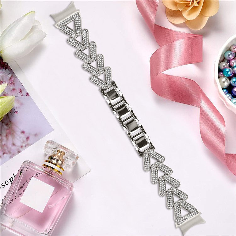 Zinc Alloy Watch Band with Quick Release Connector for Samsung Galaxy Watch4  /  Watch5 40mm  /  44mm  /  45mm Rhinestone Decor Watch Strap - Starlight