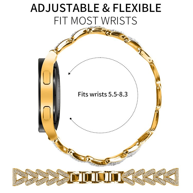 Zinc Alloy Twisted Watch Band Rhinestone Decor for Garmin Vivomove Style  /  GarminMove Style Watch Strap - Gold