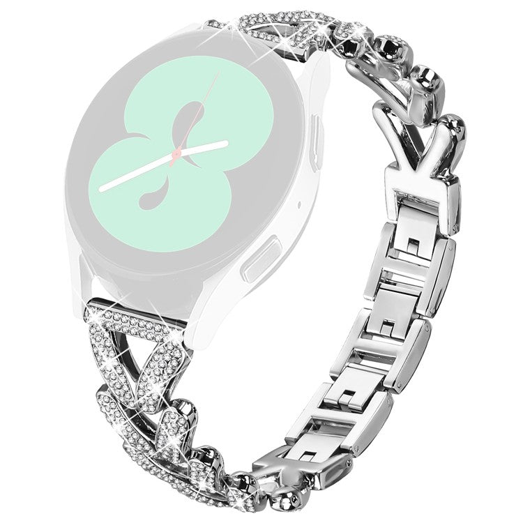 Zinc Alloy Twisted Watch Band Rhinestone Decor for Garmin Forerunner 55  /  Garmin Venu Watch Strap - Silver