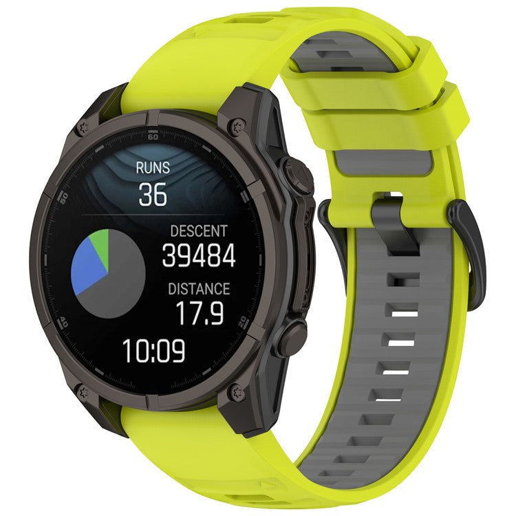 For Garmin Fenix 8 43mm / Fenix 7S Watch Band 20mm Quick Release Silicone Wrist Strap - Lime / Grey