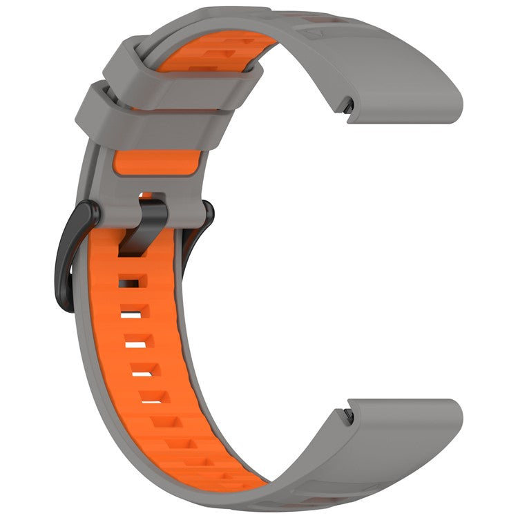 For Garmin Fenix 8 51mm / Enduro 3 / Fenix 7X Watch Band 26mm Quick Release Silicone Wrist Strap - Grey / Orange