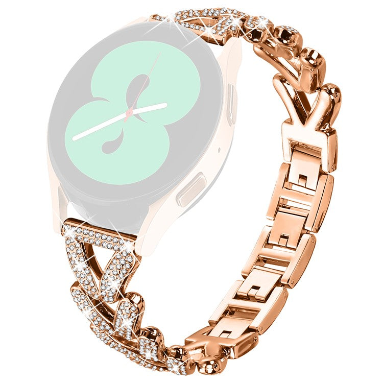 Zinc Alloy Twisted Watch Band Rhinestone Decor for Honor Watch ES Watch Strap - Rose Gold