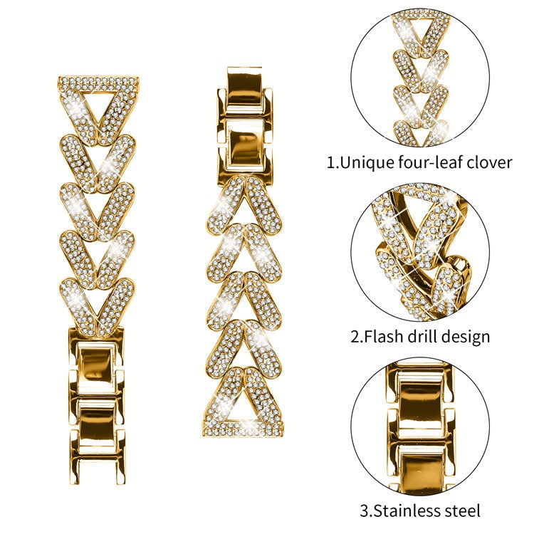 Zinc Alloy Twisted Watch Band Rhinestone Decor for Huawei Watch GT 2 42mm Watch Strap - Gold
