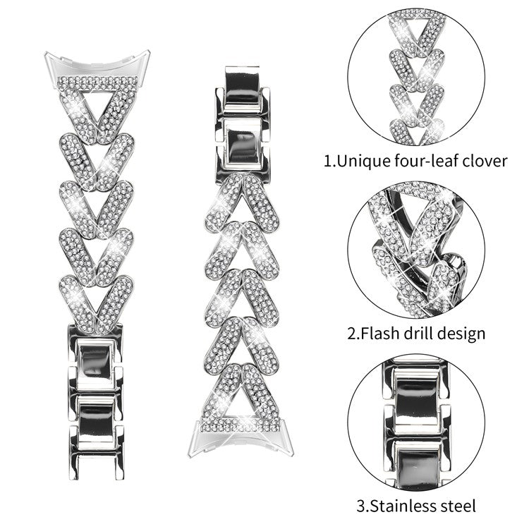 Zinc Alloy Twisted Watch Band Rhinestone Decor for Google Pixel Watch 3 41mm  /  Pixel Watch 2  /  Pixel Watch Watch Strap - Silver