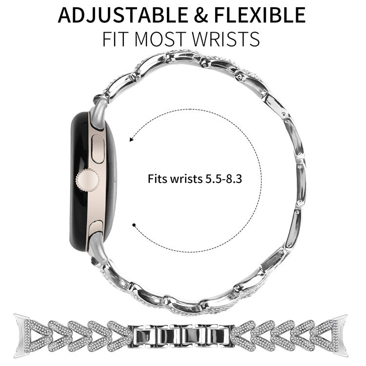 Zinc Alloy Twisted Watch Band Rhinestone Decor for Google Pixel Watch 3 41mm  /  Pixel Watch 2  /  Pixel Watch Watch Strap - Silver