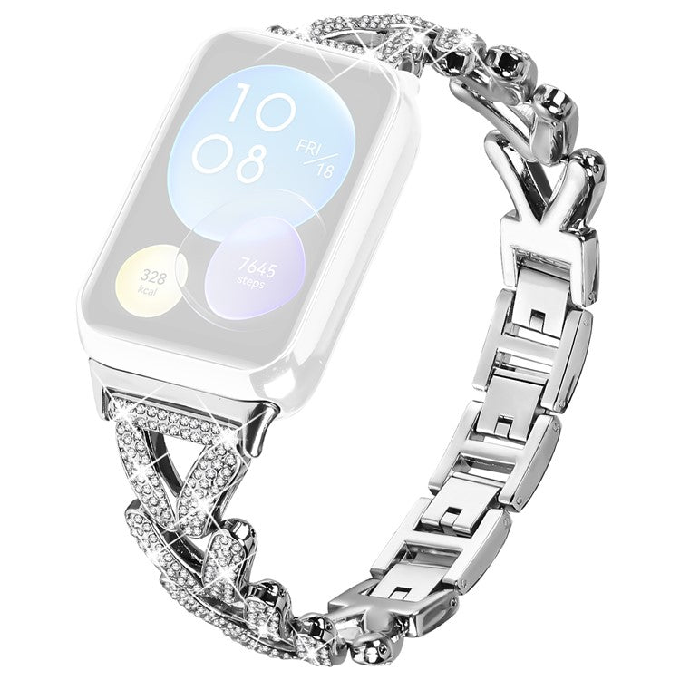 Zinc Alloy Twisted Watch Band Rhinestone Decor for Xiaomi Smart Band 8 Pro Watch Strap - Silver