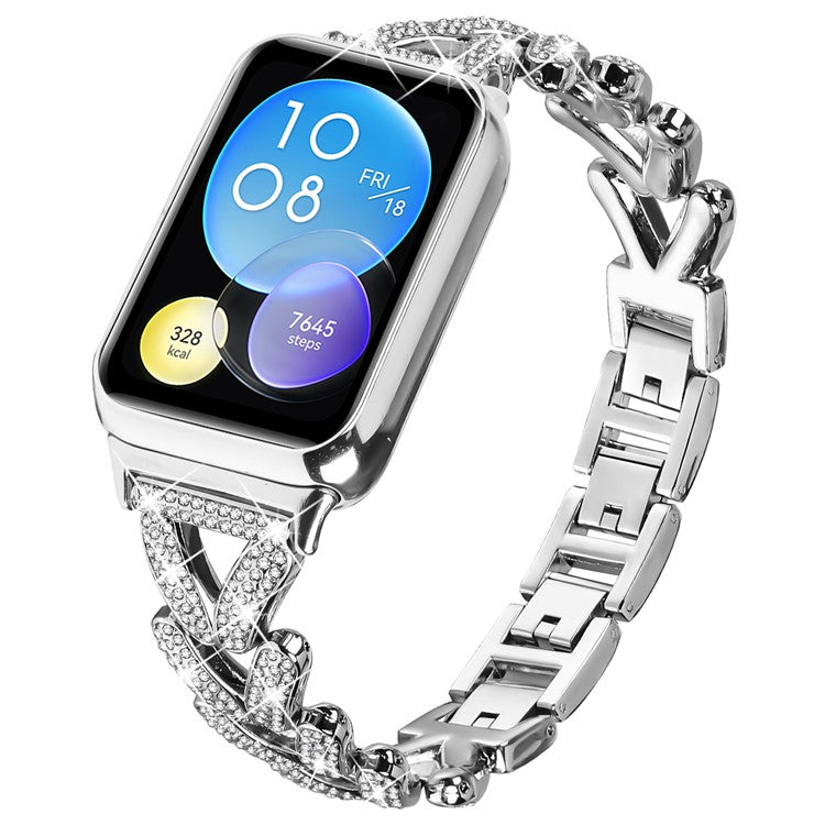 Zinc Alloy Twisted Watch Band Rhinestone Decor for Xiaomi Smart Band 8 Pro Watch Strap - Silver