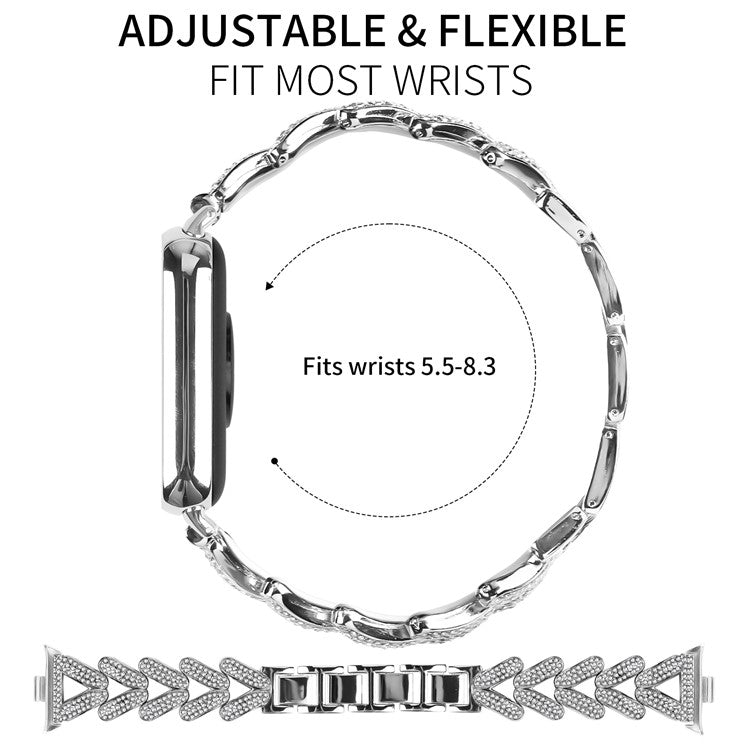 Zinc Alloy Twisted Watch Band Rhinestone Decor for Xiaomi Smart Band 8 Pro Watch Strap - Silver