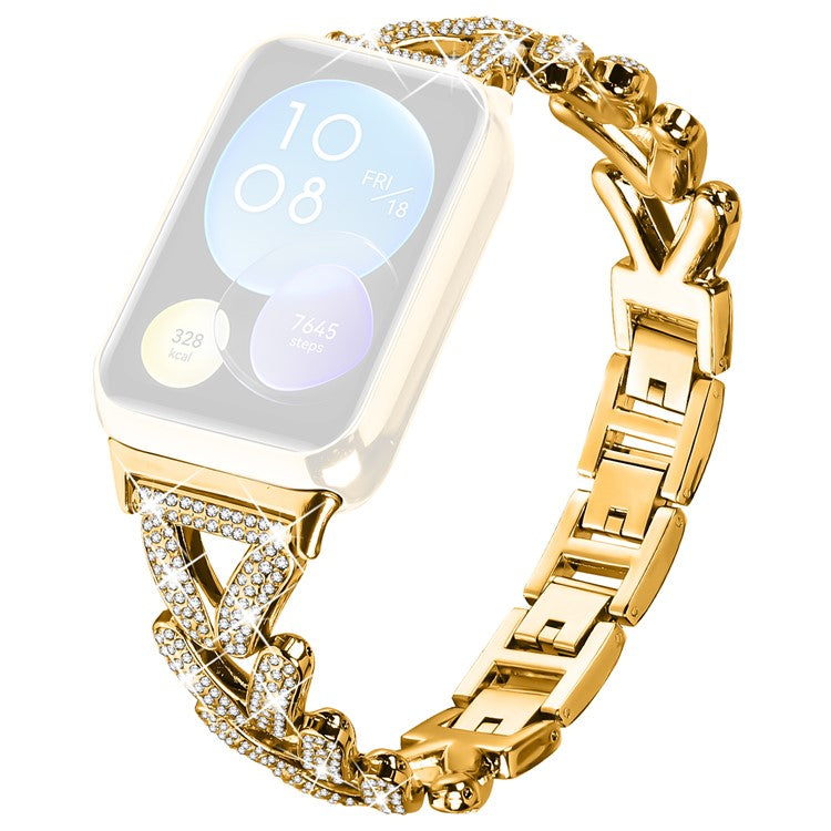 Zinc Alloy Twisted Watch Band Rhinestone Decor for Xiaomi Smart Band 8 Pro Watch Strap - Gold