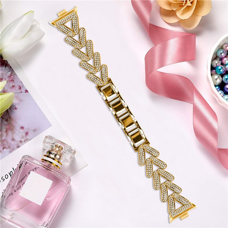 Zinc Alloy Twisted Watch Band Rhinestone Decor for Xiaomi Smart Band 8 Pro Watch Strap - Gold