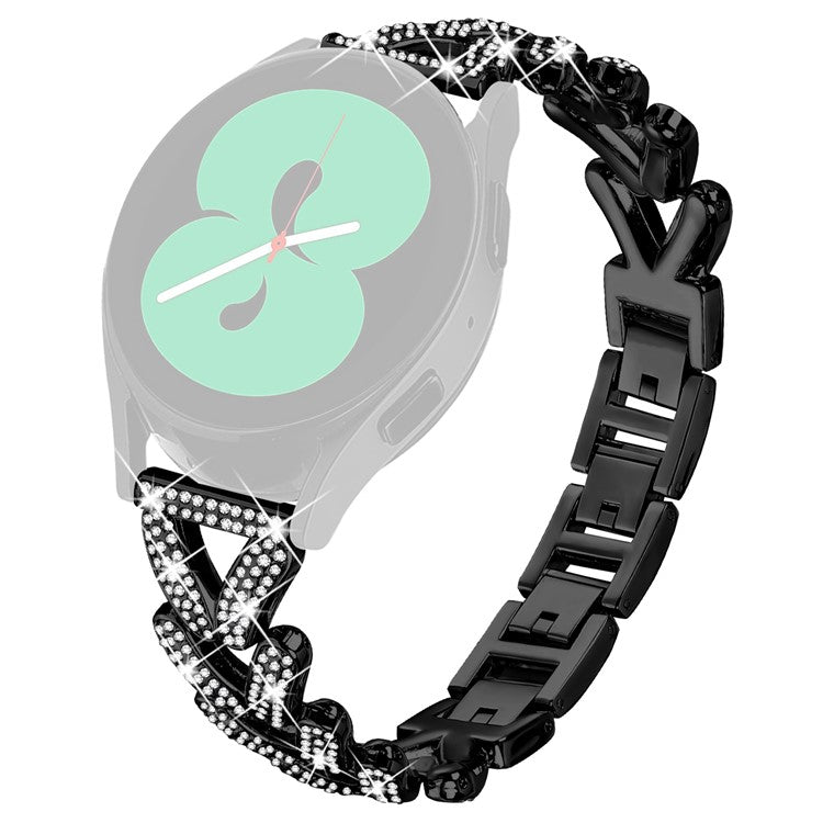 Zinc Alloy Twisted Watch Band Rhinestone Decor for Garmin Forerunner 645  /  Forerunner 645 Music Watch Strap - Black