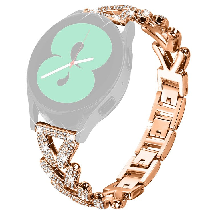 Zinc Alloy Twisted Watch Band Rhinestone Decor for Coros Apex 42mm Watch Strap - Rose Gold