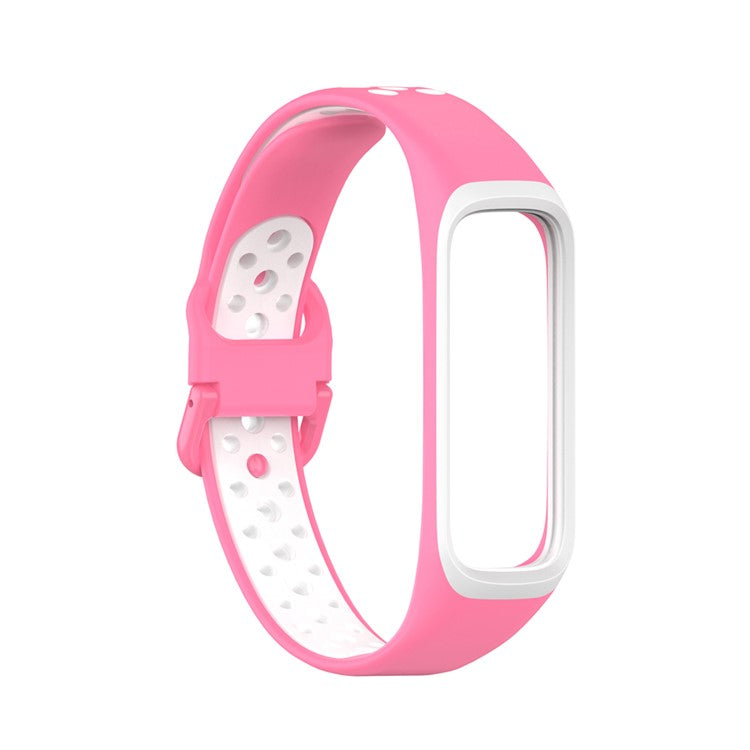 Bi-color Soft Silicone Watch Band for Samsung Galaxy Fit 2 SM-R220, Replacement Watch Strap - Pink/White