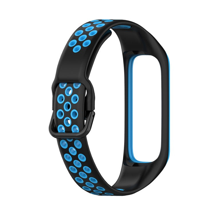 Bi-color Soft Silicone Watch Band for Samsung Galaxy Fit 2 SM-R220, Replacement Watch Strap - Black/Blue