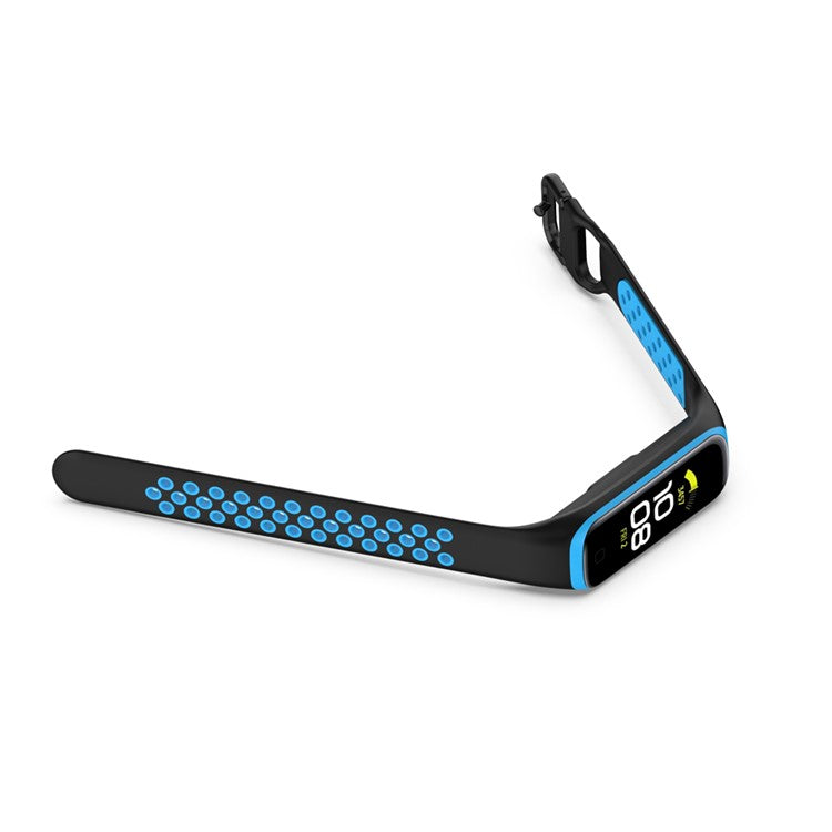 Bi-color Soft Silicone Watch Band for Samsung Galaxy Fit 2 SM-R220, Replacement Watch Strap - Black/Blue