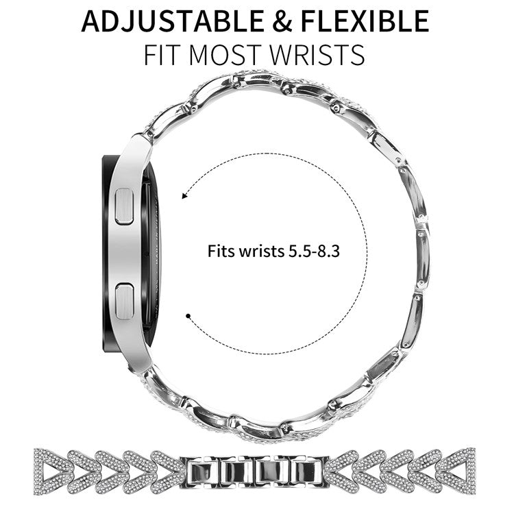 Zinc Alloy Twisted Watch Band Rhinestone Decor for TicWatch E  /  TicWatch E3 Watch Strap - Silver