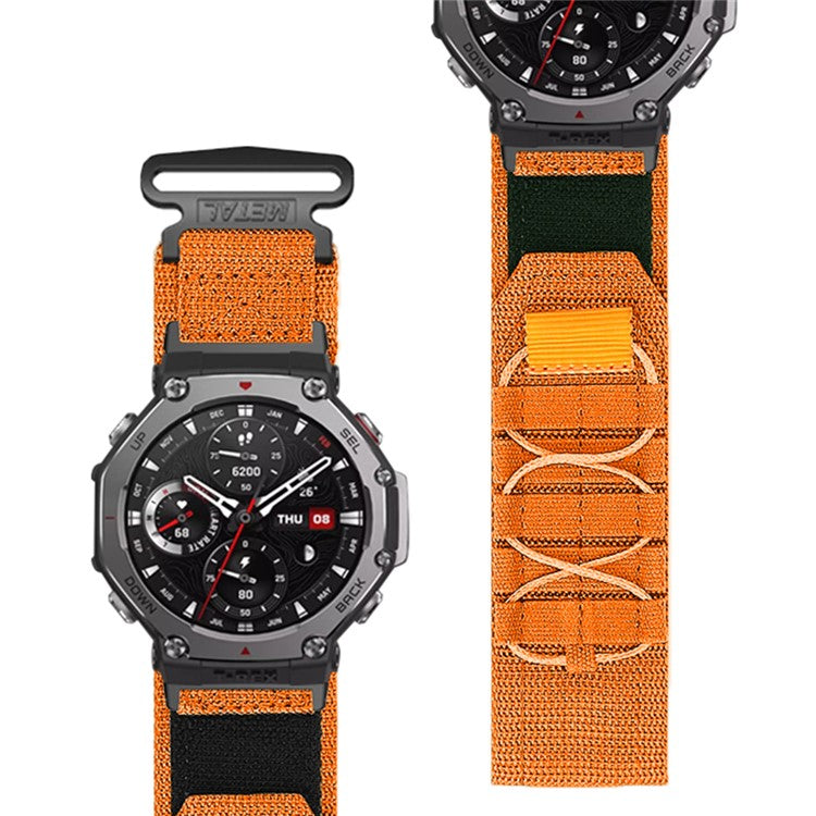 For Huami Amazfit T-Rex 3 Nylon Watch Band Loop Fastener Wrist Strap with Connector - Orange