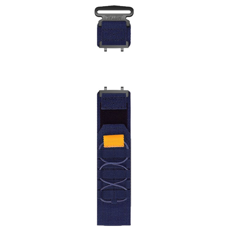 For Huami Amazfit T-Rex 3 Nylon Watch Band Loop Fastener Wrist Strap with Connector - Midnight Blue