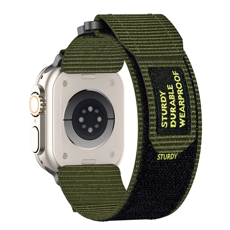 Nylon Watchband with Connector For Apple Watch 10 46mm / Ultra 2 / Ultra 49mm / 9 8 7 45mm / SE (2023) (2022) / SE 6 5 4 44mm / 3 2 1 40mm - Army Green