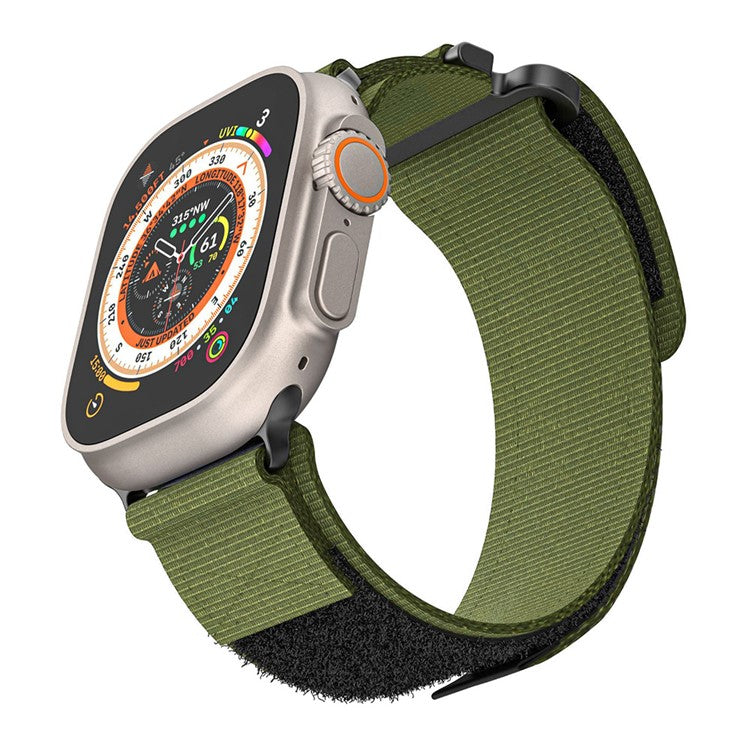 Nylon Watchband with Connector For Apple Watch 10 46mm / Ultra 2 / Ultra 49mm / 9 8 7 45mm / SE (2023) (2022) / SE 6 5 4 44mm / 3 2 1 40mm - Army Green