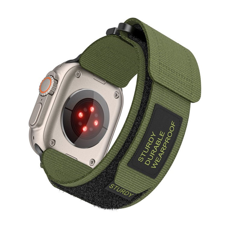 Nylon Watchband with Connector For Apple Watch 10 46mm / Ultra 2 / Ultra 49mm / 9 8 7 45mm / SE (2023) (2022) / SE 6 5 4 44mm / 3 2 1 40mm - Army Green