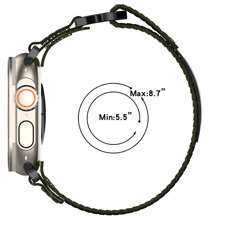 Nylon Watchband with Connector For Apple Watch 10 46mm / Ultra 2 / Ultra 49mm / 9 8 7 45mm / SE (2023) (2022) / SE 6 5 4 44mm / 3 2 1 40mm - Army Green