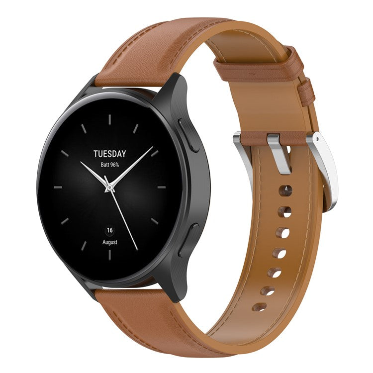22mm Watch Band for Huami Amazfit Bip 5 / GTR 47mm / GTR 2 / GTR 2e Genuine Cow Leather Strap with Quick Release Connector - Light Brown