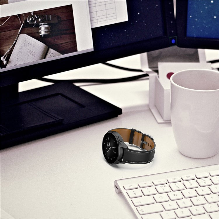 22mm Watch Band for Huami Amazfit Bip 5 / GTR 47mm / GTR 2 / GTR 2e Genuine Cow Leather Strap with Quick Release Connector - Light Brown