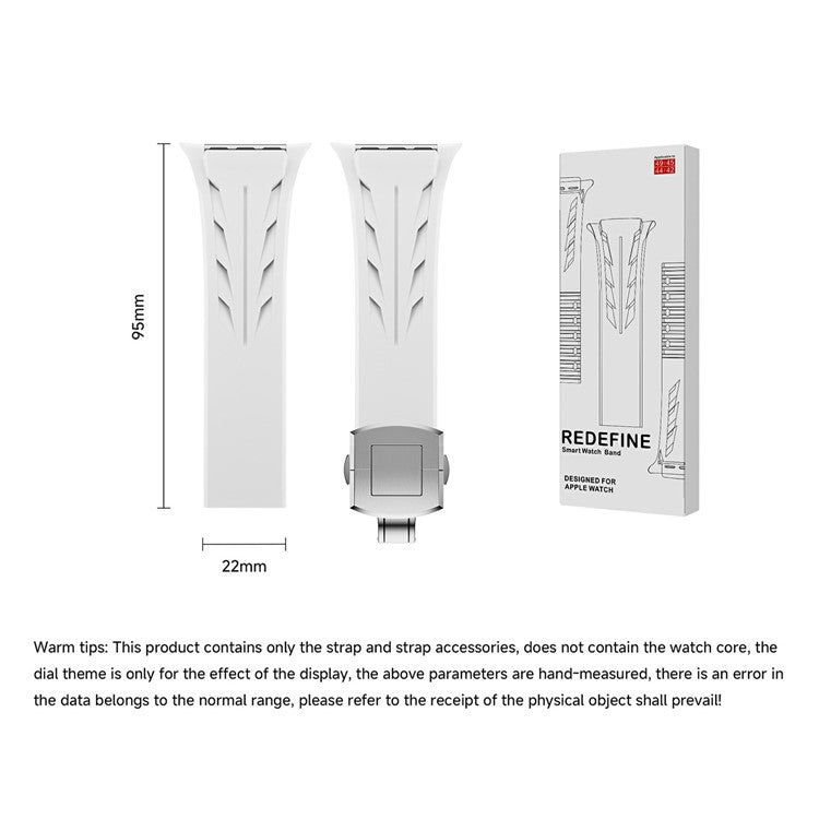 Silicone Watch Strap for Apple Watch Series 10 46mm / Ultra 2 Ultra 49mm / 9 8 7 45mm / SE (2023) SE (2022) SE 6 5 4 44mm / 3 2 1 42mm Butterfly Clasp Band - Red