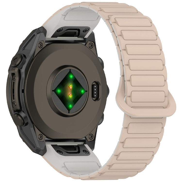 26mm Silicone Band for Garmin Enduro 3 / Fenix 8 51mm / Instinct 2X / Fenix 7X Quick Release Magnetic Watch Strap - Milk Tea+Rock White