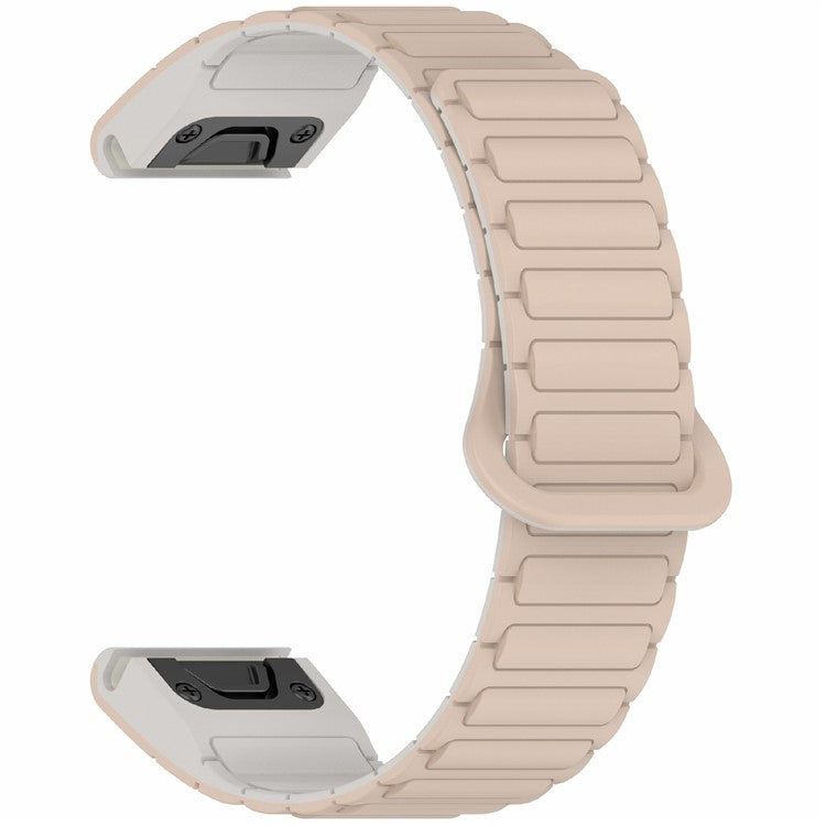 26mm Silicone Band for Garmin Enduro 3 / Fenix 8 51mm / Instinct 2X / Fenix 7X Quick Release Magnetic Watch Strap - Milk Tea+Rock White