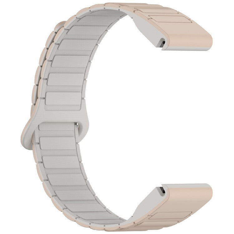 26mm Silicone Band for Garmin Enduro 3 / Fenix 8 51mm / Instinct 2X / Fenix 7X Quick Release Magnetic Watch Strap - Milk Tea+Rock White