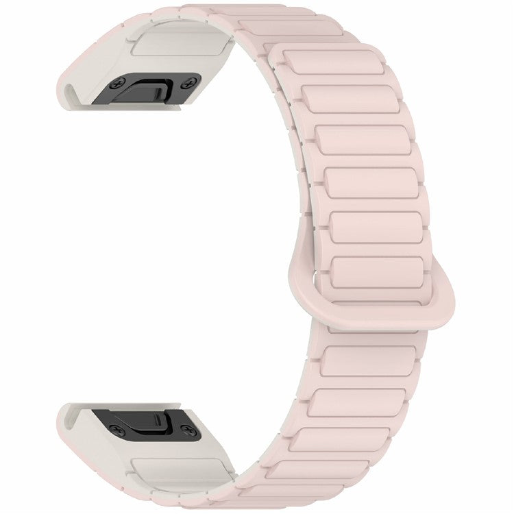 20mm Silicone Band for Garmin Fenix 8 43mm / Descent MK3 / MK3i / Fenix 7S Quick Release Magnetic Watch Strap - Pink+Starlight