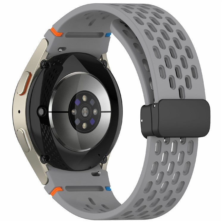 Silicone Watch Band for Samsung Galaxy Watch7 / Watch6 / Watch6 Classic / Watch 5 / Watch 5 Pro / Watch4 / Watch4 Classic / Watch FE Breathable Sport Strap - Dark Grey