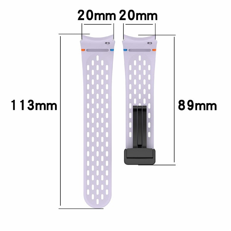 Silicone Watch Band for Samsung Galaxy Watch7 / Watch6 / Watch6 Classic / Watch 5 / Watch 5 Pro / Watch4 / Watch4 Classic / Watch FE Breathable Sport Strap - Dark Grey