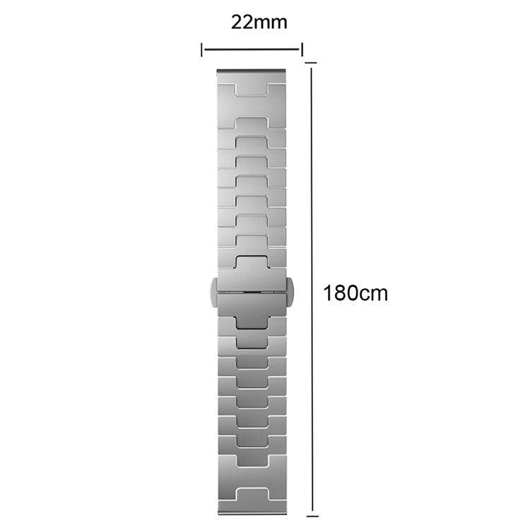 For Huawei Watch GT 5 Pro / 5 / 4 46mm / Samsung Galaxy Watch3 45mm Replacement Strap 22mm Metal Watch Band - Titanium