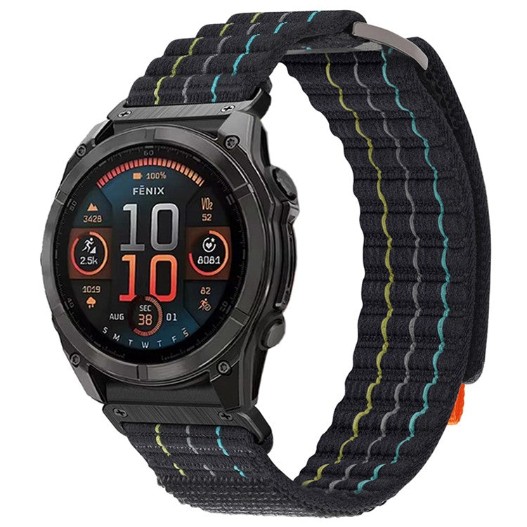 22mm Watch Band for Garmin Fenix 8 47mm / Fenix E 47mm / Quatix 7 Pro Magic Tape Nylon Strap - Black