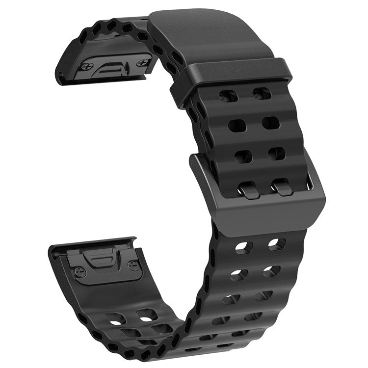 26mm Silicone Strap for Garmin Fenix 8 51mm / Enduro 3 / Instinct 2X Multiple Holes Watchband - Black