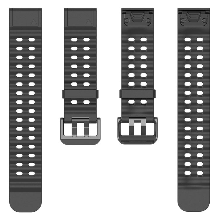 26mm Silicone Strap for Garmin Fenix 8 51mm / Enduro 3 / Instinct 2X Multiple Holes Watchband - Black