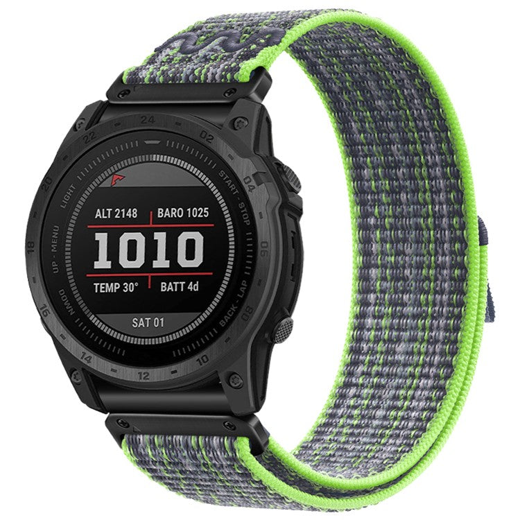 26mm Quick Release Nylon Watch Band for Garmin Fenix 8 51mm / Fenix 7X / 6X - Green