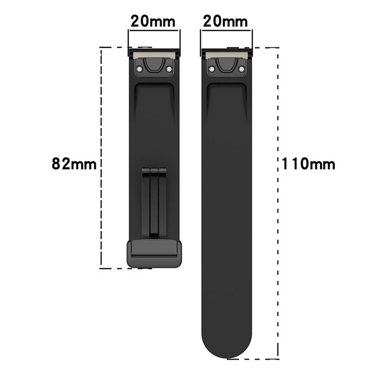 20mm Watch Strap For Garmin Fenix 8 43mm  /  Fenix 7S  /  6S Silicone Watchband with Magnetic Black Buckle - Olive Green  /  Red