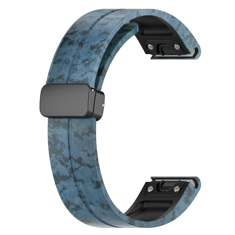 22mm Watch Strap For Garmin Fenix 8 47mm / Fenix 7 / 6 Camouflage Silicone Watchband with Magnetic Black Buckle - Mosaic