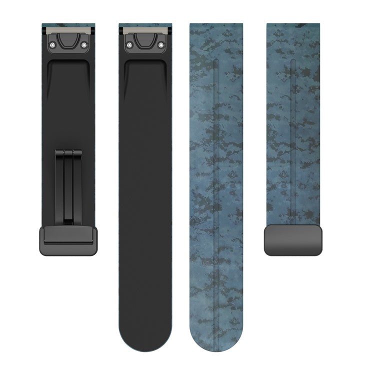 22mm Watch Strap For Garmin Fenix 8 47mm / Fenix 7 / 6 Camouflage Silicone Watchband with Magnetic Black Buckle - Mosaic