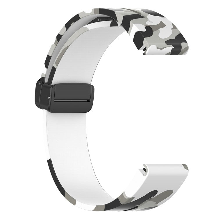 22mm Watch Strap For Garmin Fenix 8 47mm / Fenix 7 / 6 Camouflage Silicone Watchband with Magnetic Black Buckle - Camo White