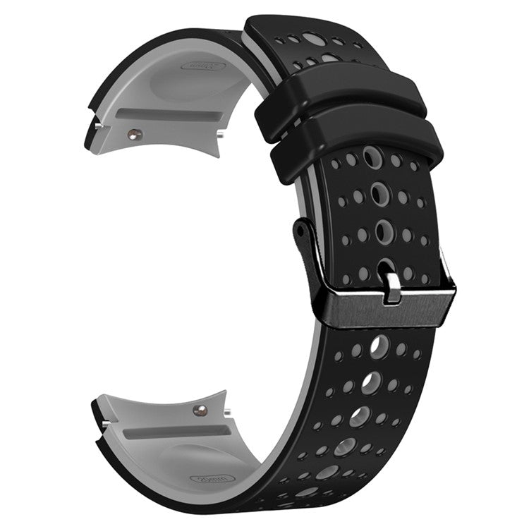 Silicone Strap for Samsung Galaxy Watch7 44mm 40mm / Watch FE 40mm / Watch6 44mm 40mm Multiple Holes Dual Color Watchband - Black+Grey